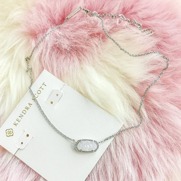 Silver Elisa Iridescent Drusy Pendant Necklace - Picture 2 of 3